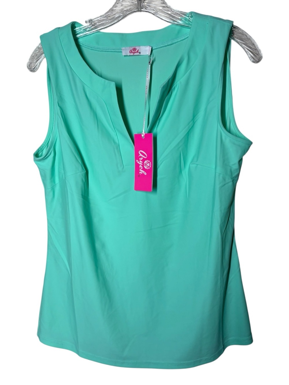 {NWT} ARYEH Mint Green Split-V Neck Sleeveless Tank Small